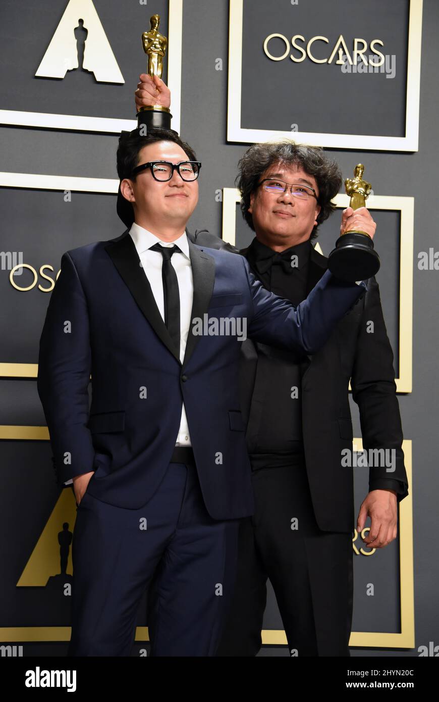 Bong Joon ho e Han Jin hanno vinto alla Sala Stampa annuale dei Premi dell'Accademia 92nd tenutasi al Dolby Theatre il 9 febbraio 2020 a Hollywood, Los Angeles. Foto Stock