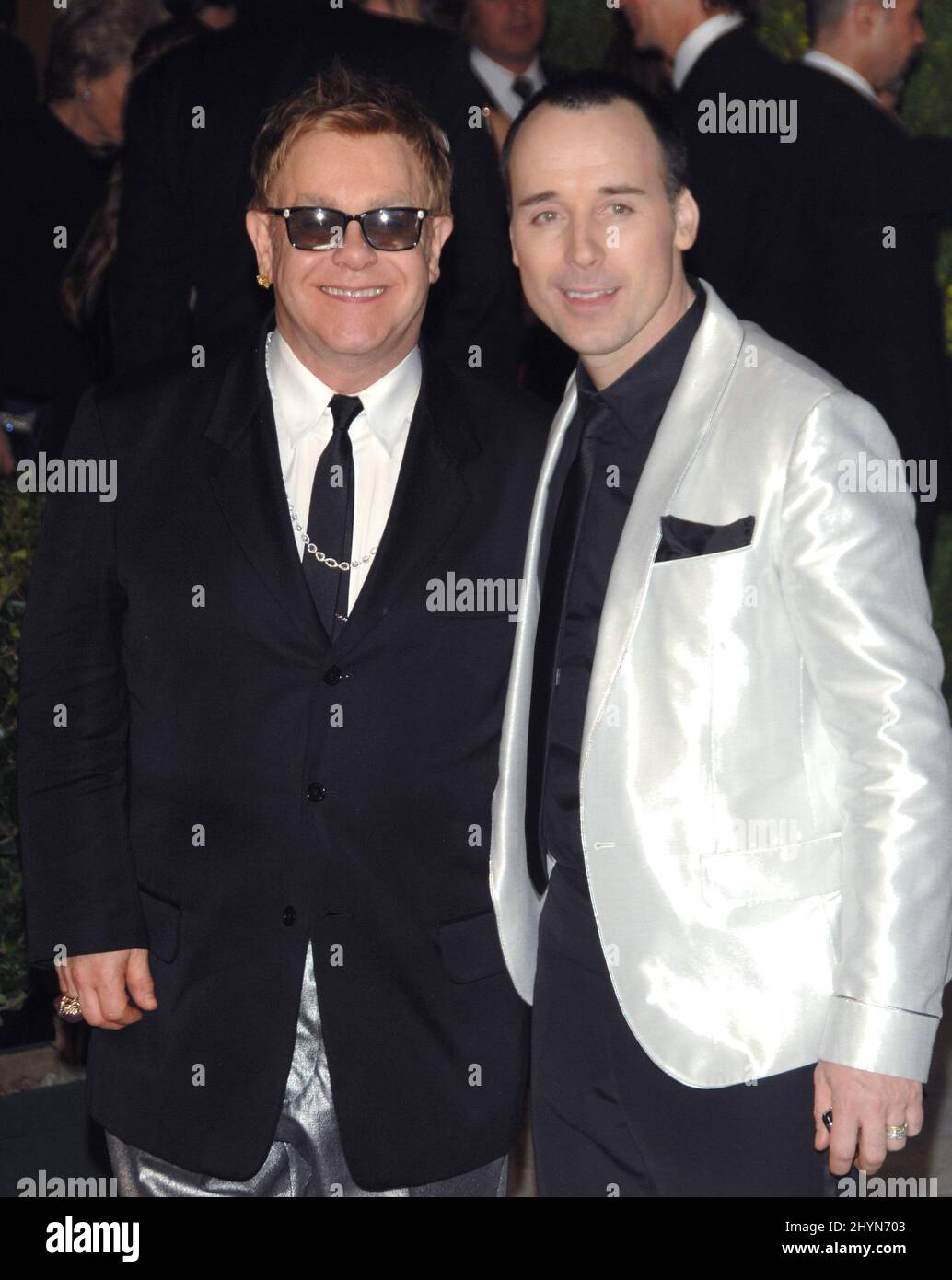 Elton John & David Furnish partecipa al Vanity Fair Oscar Party 2007 al Mortons Restaurant di Hollywood. Foto: UK Stampa Foto Stock