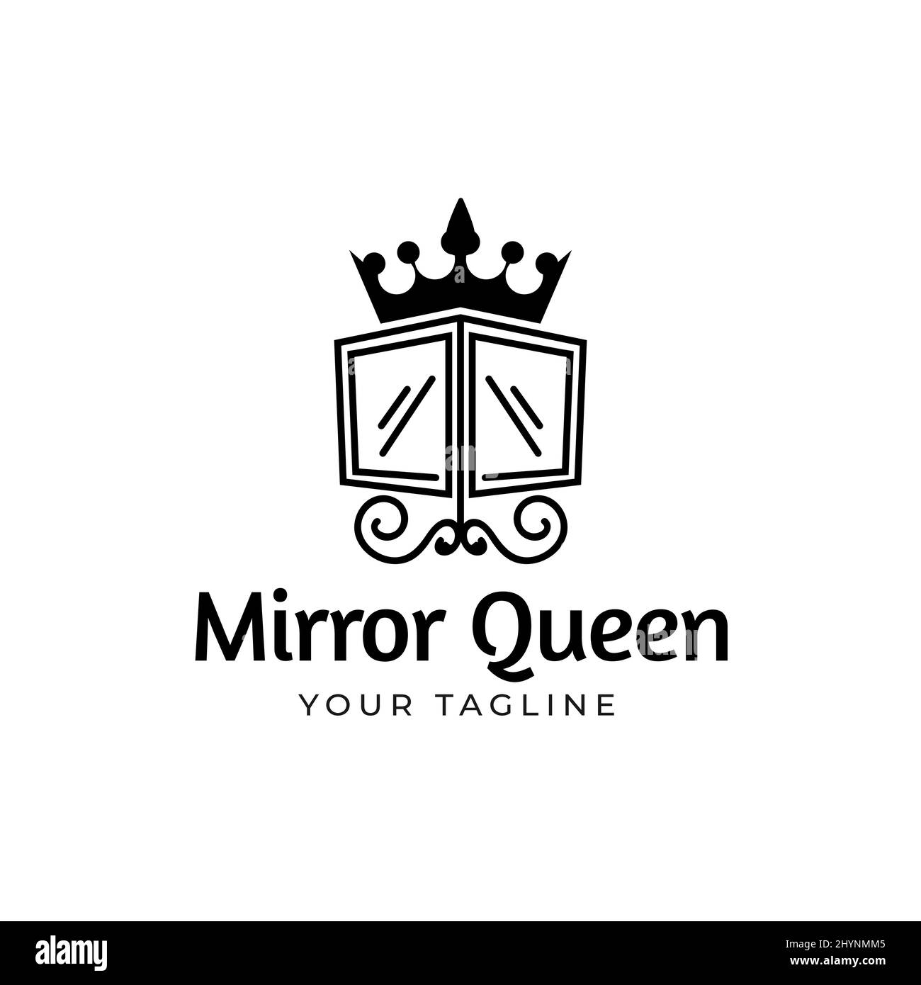 Logo Mirror Queen design ispirato vintage Illustrazione Vettoriale