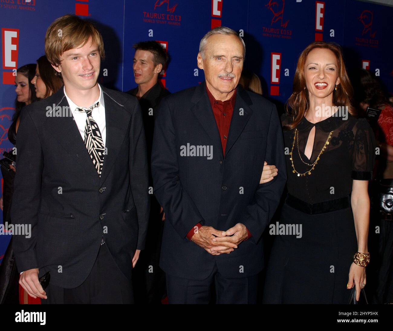 Dennis Hopper, la moglie Victoria e il figlio Harry partecipano all'annuale Taurus World Stunt Awards 5th a Hollywood. Foto: UK Stampa Foto Stock