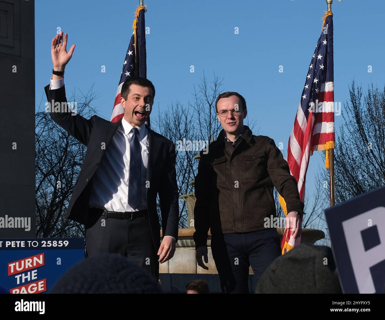 Il candidato democratico alla presidenza Pete Buttigieg e il marito Chasten Buttigieg campagna a Nashville, Tennessee Foto Stock