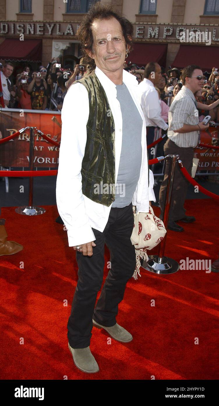 Keith Richards partecipa alla prima mondiale "Pirati dei Caraibi: Alla fine del mondo" a Disneyland. Foto: UK Stampa Foto Stock