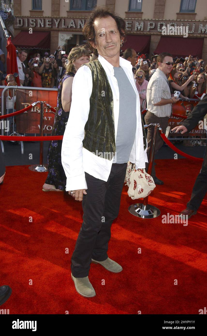 Keith Richards partecipa alla prima mondiale "Pirati dei Caraibi: Alla fine del mondo" a Disneyland. Foto: UK Stampa Foto Stock