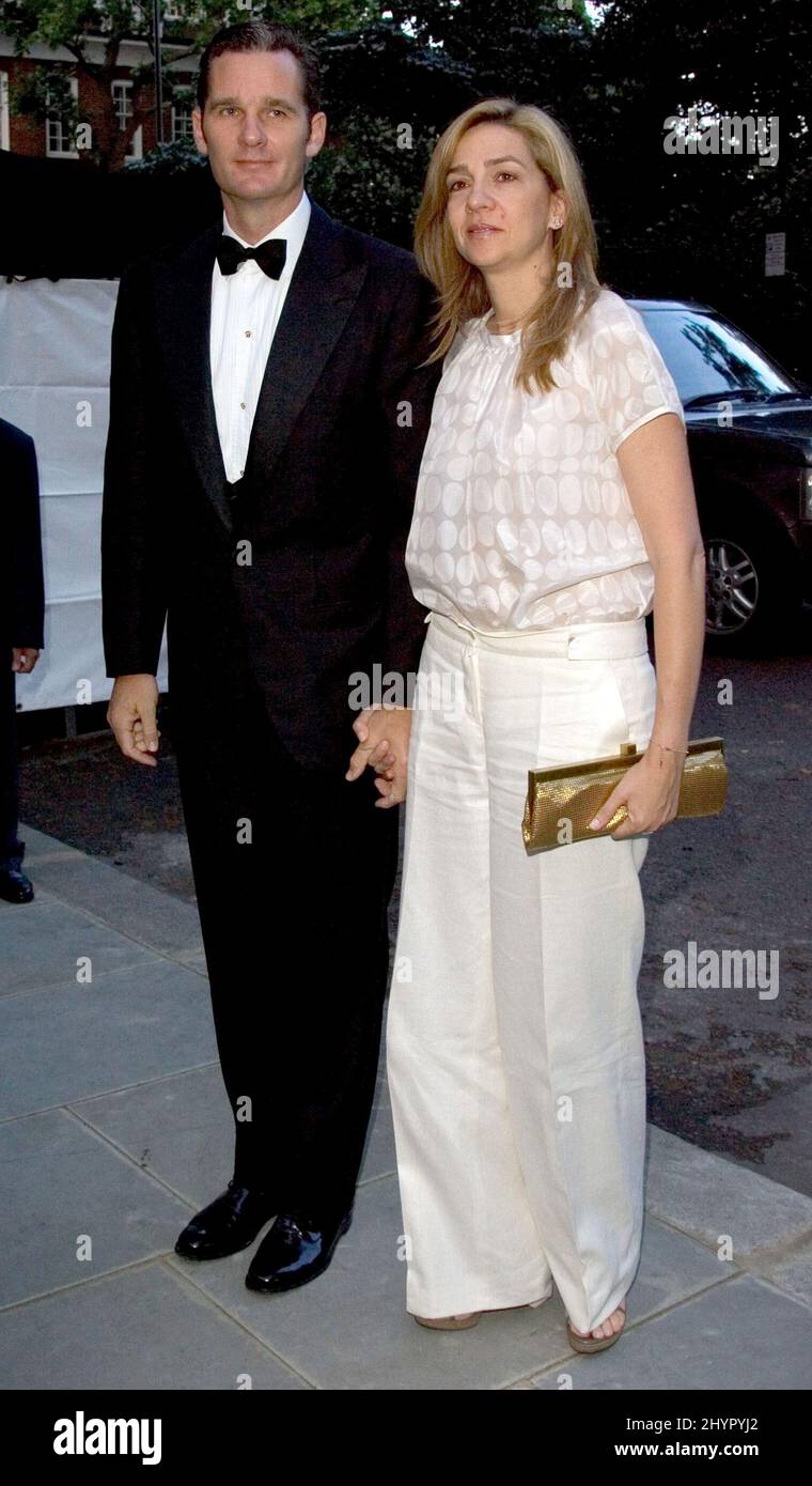 Infanta Cristina di Spagna e marito Inaki Urdangarin partecipano al Crown Prince Pavlos di Grecia 40th Birthday Party a Chelsea, Londra. Foto: UK Stampa Foto Stock