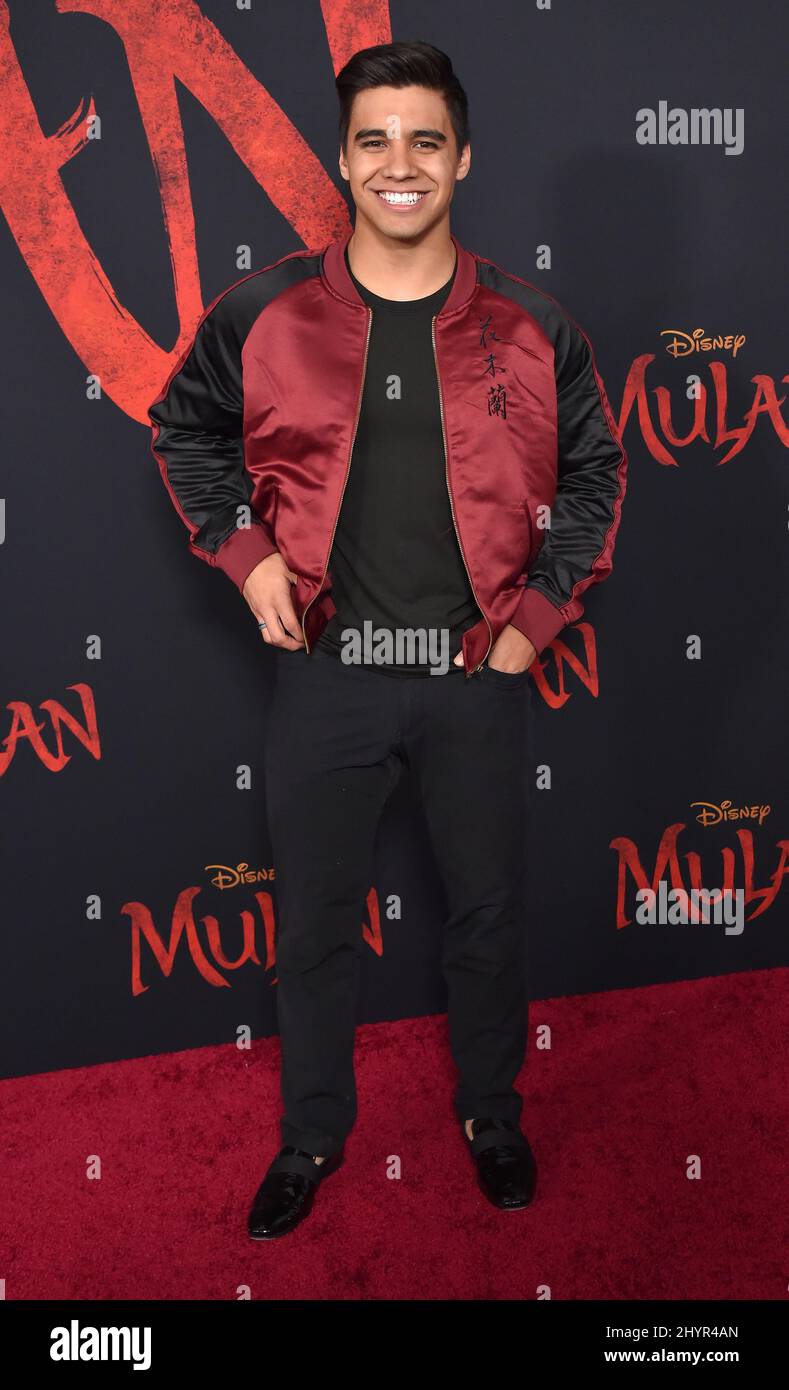 Jordan Buhat alla Disney's Mulan World Premiere tenutasi a Hollywood, USA lunedì 9 marzo 2020. Foto Stock
