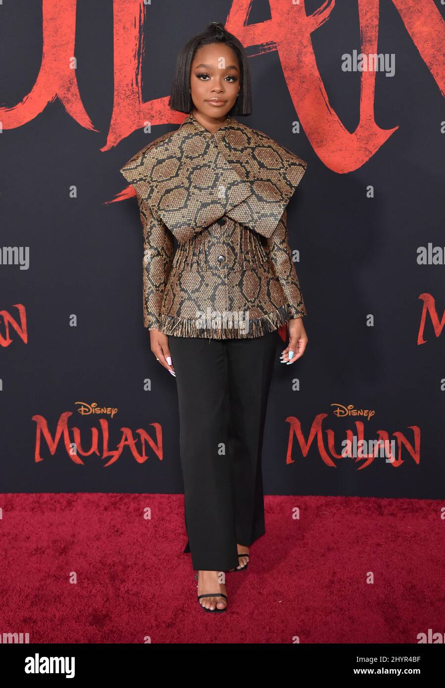 Marsai Martin partecipa al Disney's Mulan World Premiere tenuto a Hollywood, USA lunedì 9 marzo 2020. Foto Stock