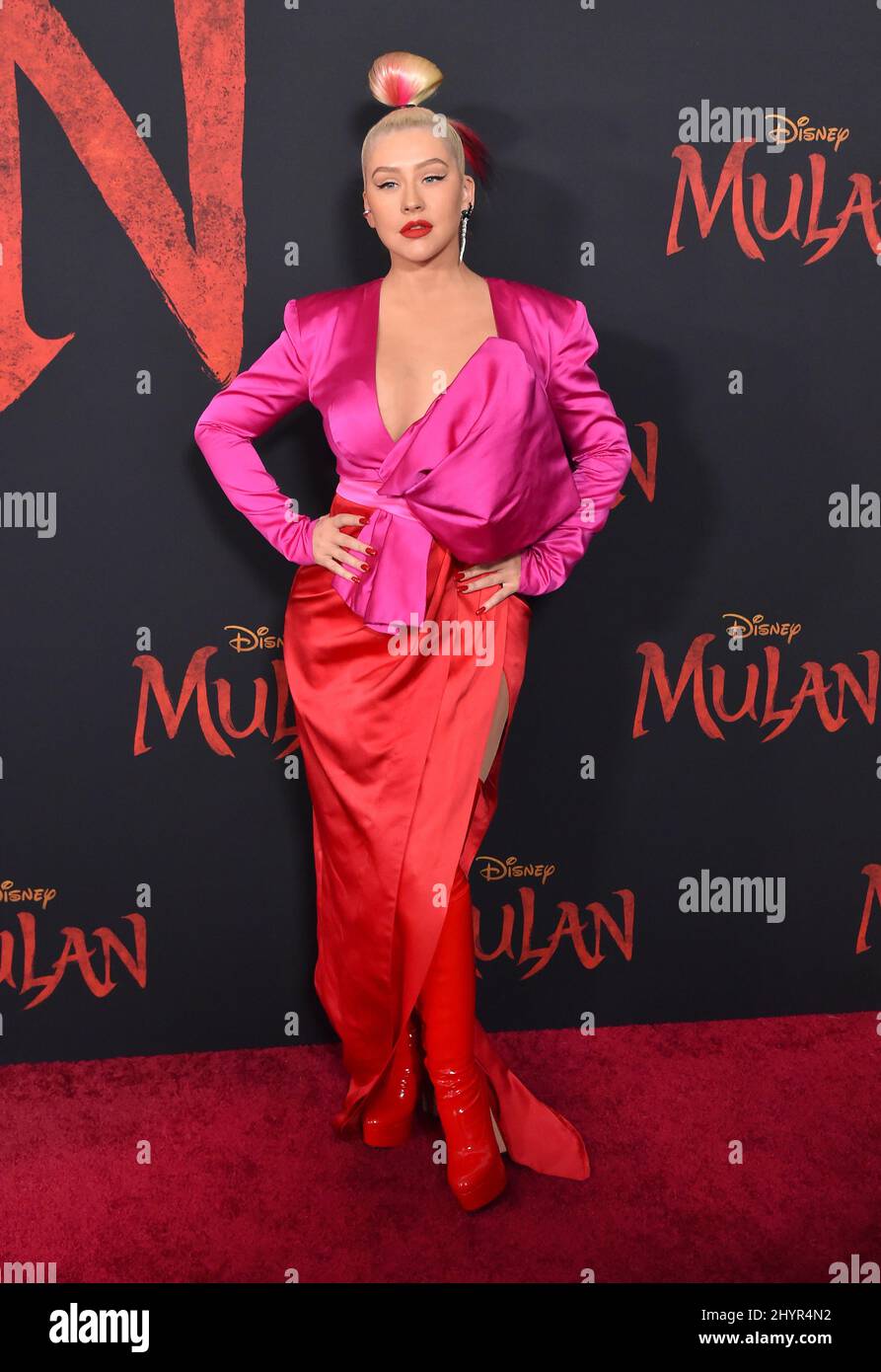 Christina Aguilera alla Disney's Mulan World Premiere tenuto a Hollywood, USA il lunedì 9 marzo 2020. Foto Stock