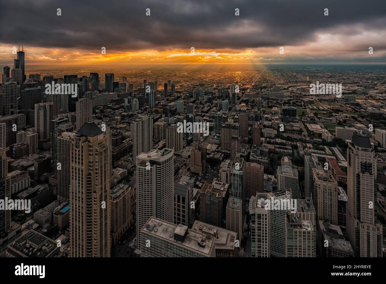 Foto dalla vista panoramica degli uccelli durante la notte di New york Foto Stock