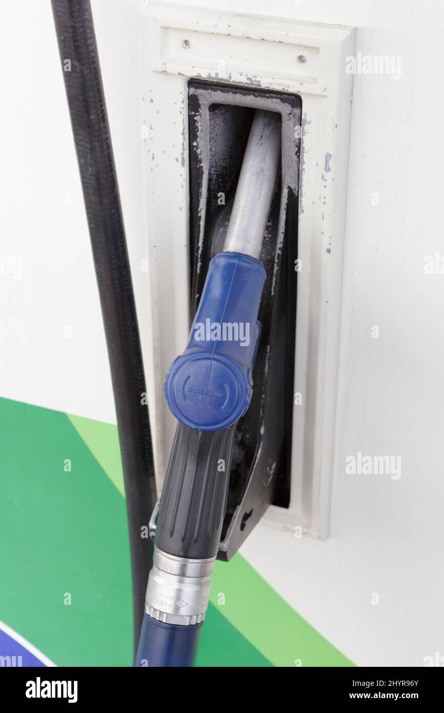 Pompa benzina ugello Foto Stock