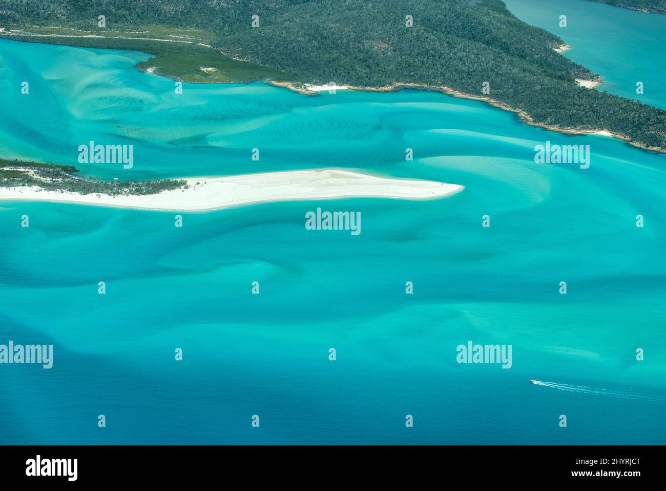 Vista aerea della bella Whitehaven Beach in Isole Whitsunday, Australia Foto Stock