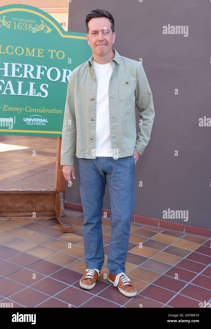 Ed Helms che frequentano una fotocellula a Los Angeles, California Foto Stock