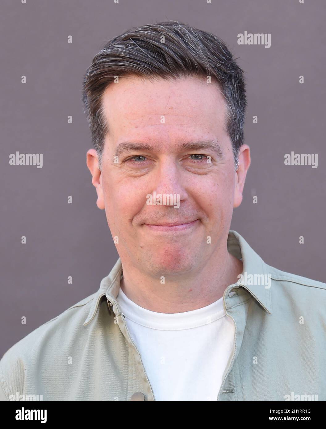 Ed Helms che frequentano una fotocellula a Los Angeles, California Foto Stock