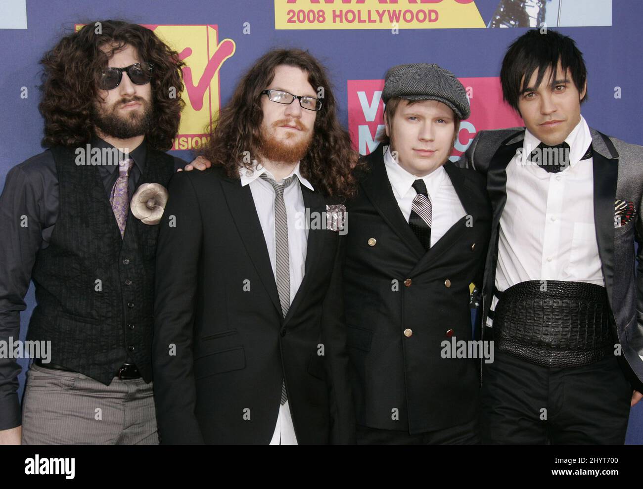 Fall out Boy arriva per i 2008 MTV Video Music Awards, che si tengono presso Paramount Studios, Los Angeles. Foto Stock