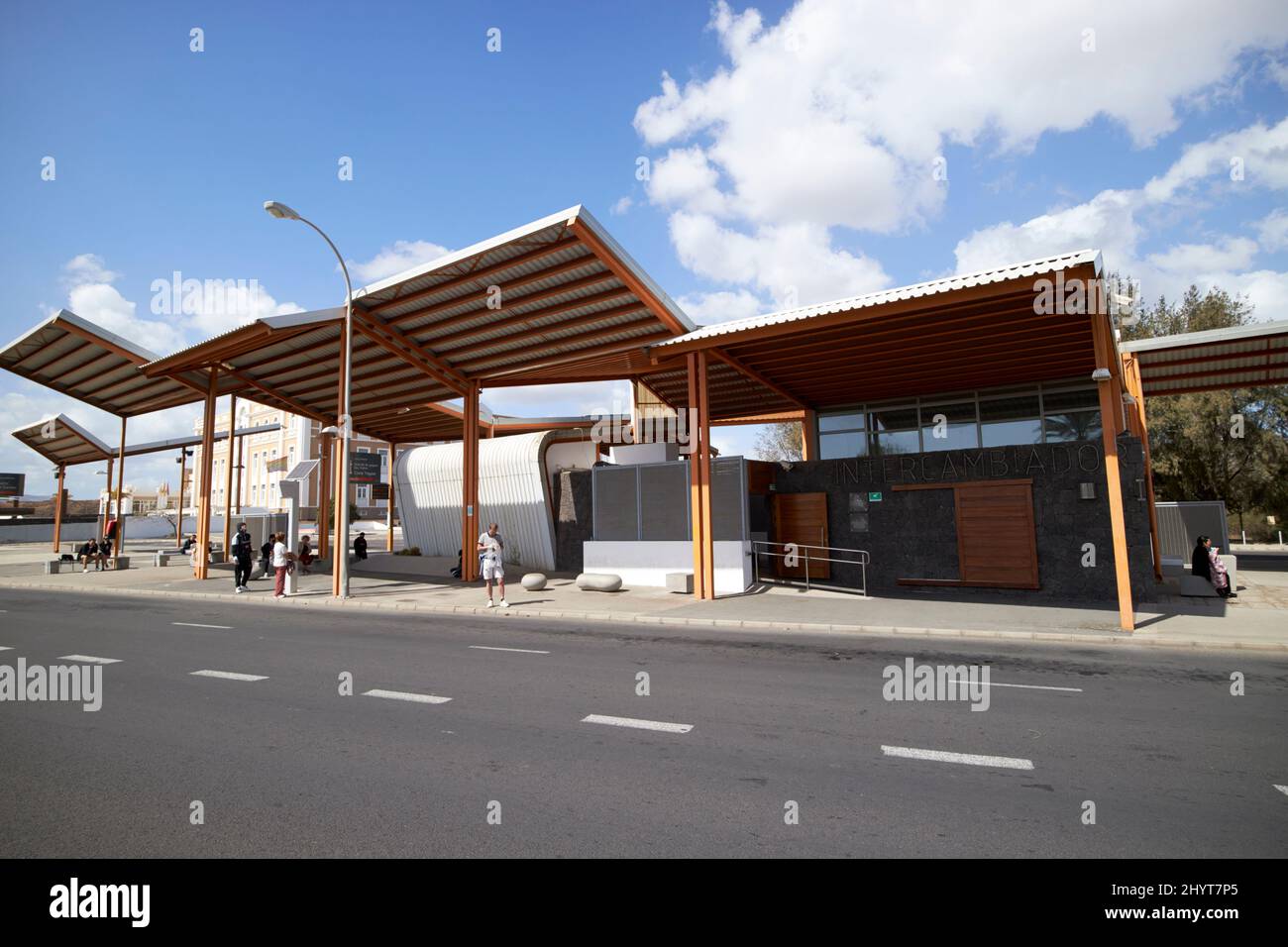 intercambiador de guagas stazione di interscambio di autobus arrecife lanzarote isole canarie spagna Foto Stock