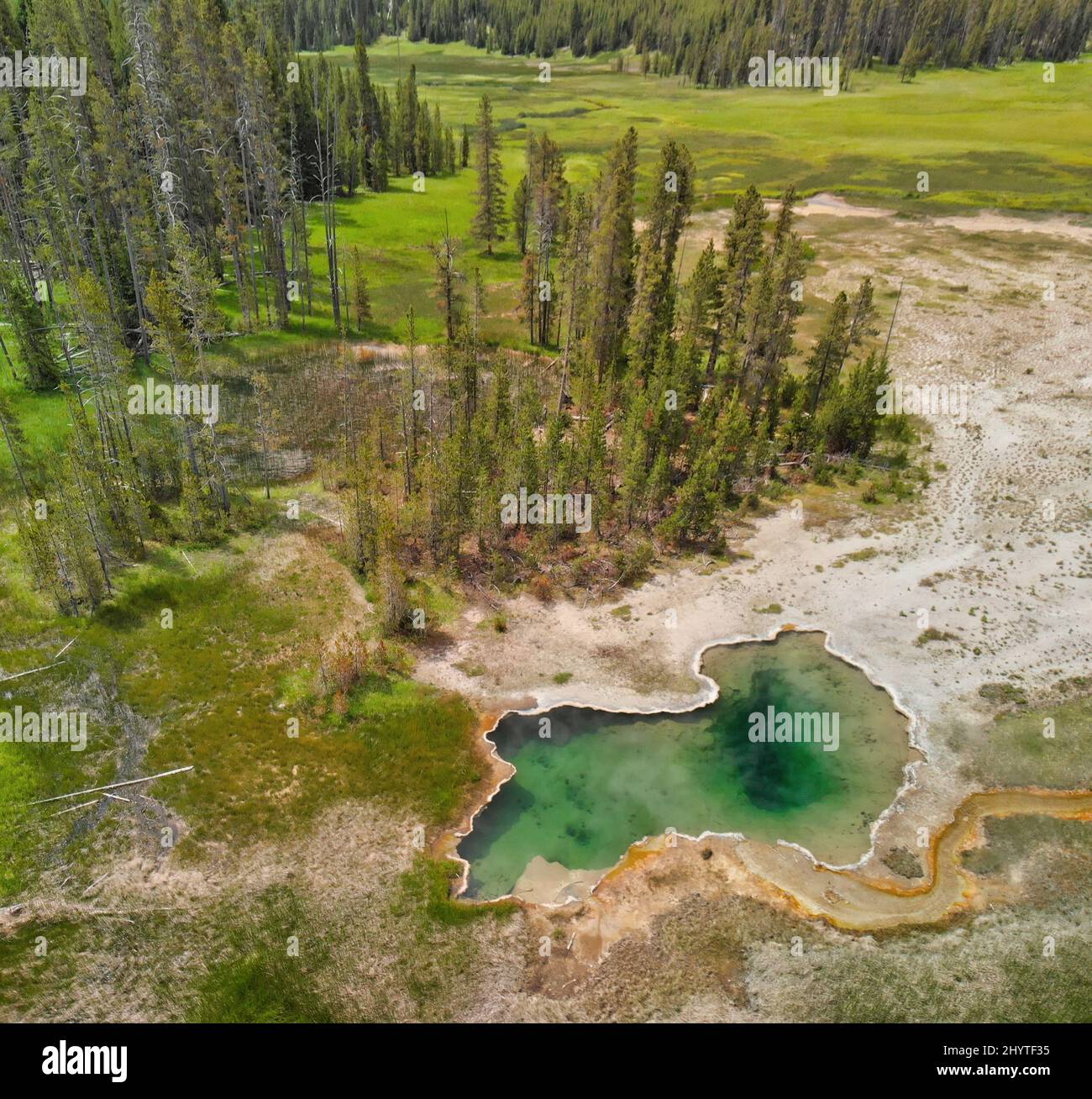 Parco piscina di Yellowstone, vista aerea del Parco Nazionale. Wyoming, Stati Uniti Foto Stock
