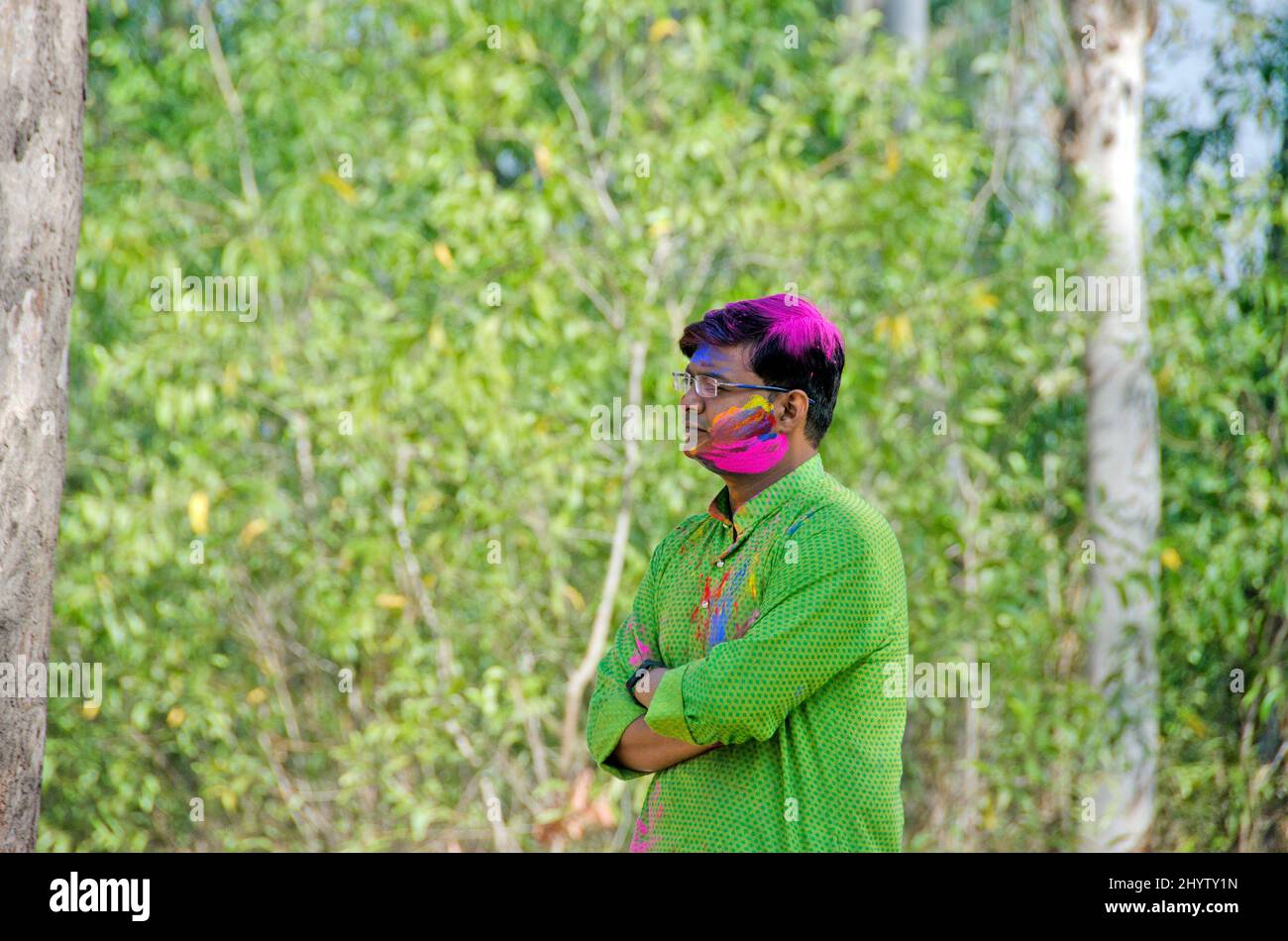 holi festa celebrazione al bolpur shantiniketan birbhum west bengala india Foto Stock