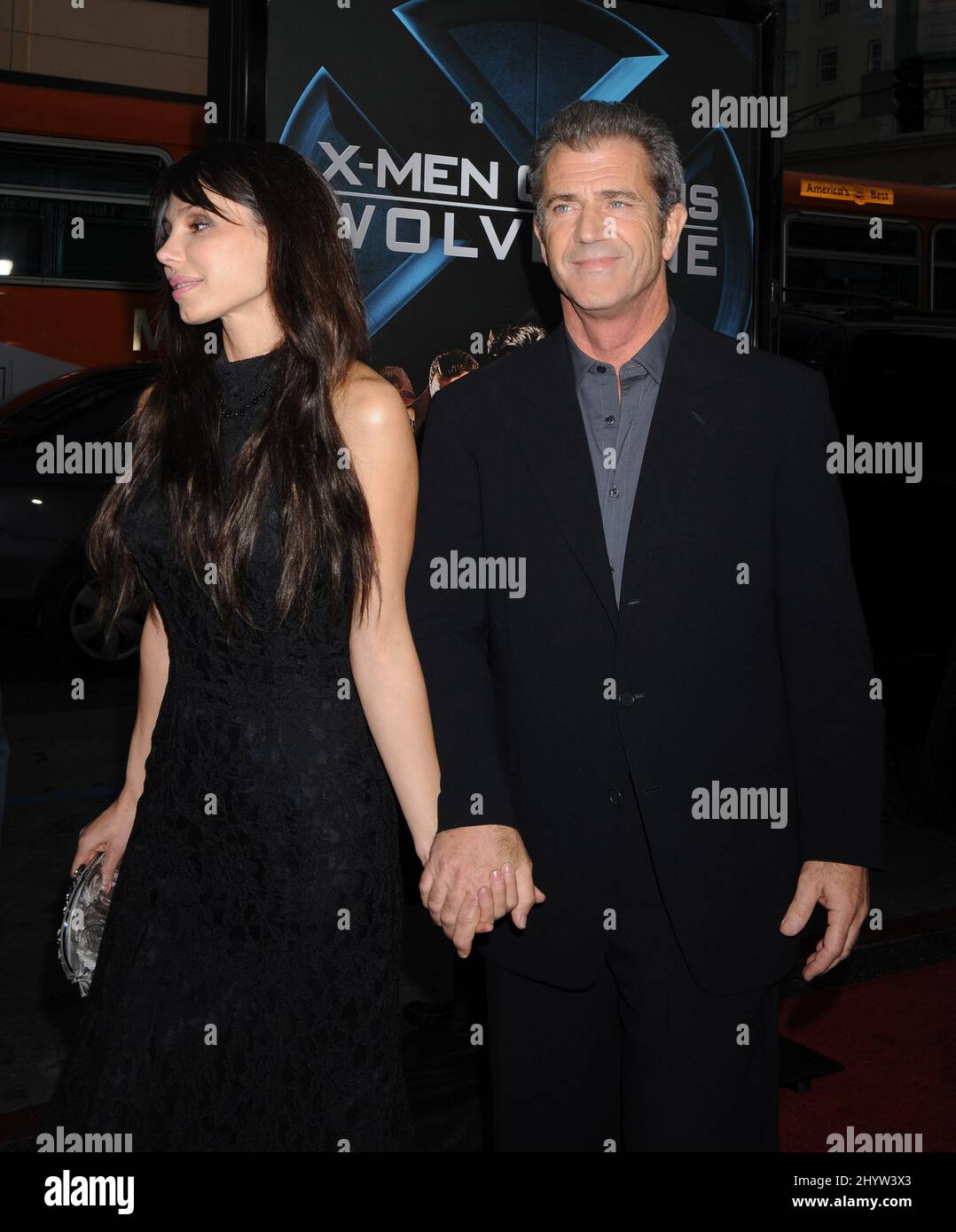 Mel Gibson e Oksana Grigorieva alla proiezione "X-Men Origins: Wolverine" di Los Angeles tenutasi al Grauman's Chinese Theatre, Los Angeles, USA. Foto Stock