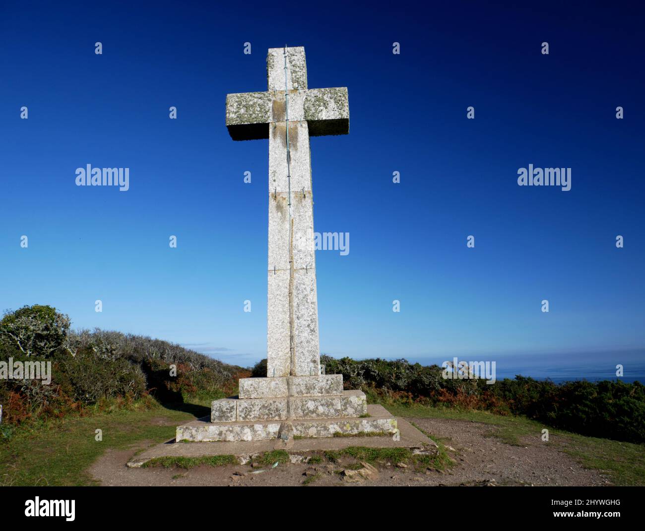 Croce eretta da don George Martin, Dodman Point, Gorran Haven, Cornovaglia. Foto Stock
