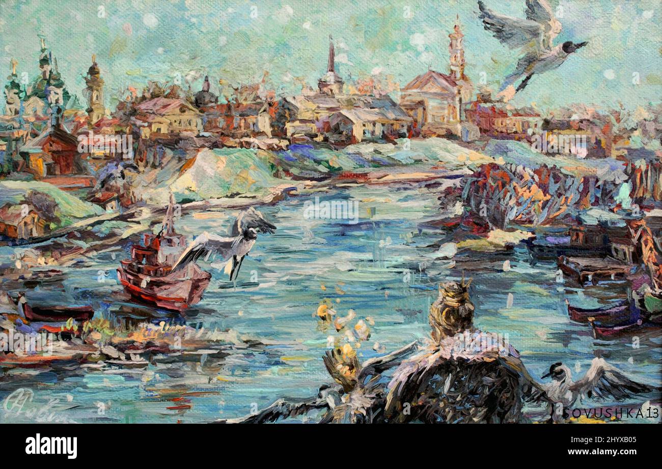 La digitalizzazione di Natasha Sovushka13 Savitskaya della sua autentica opera dipinta a mano creando questa immagine originale dell'autore del beau Foto Stock