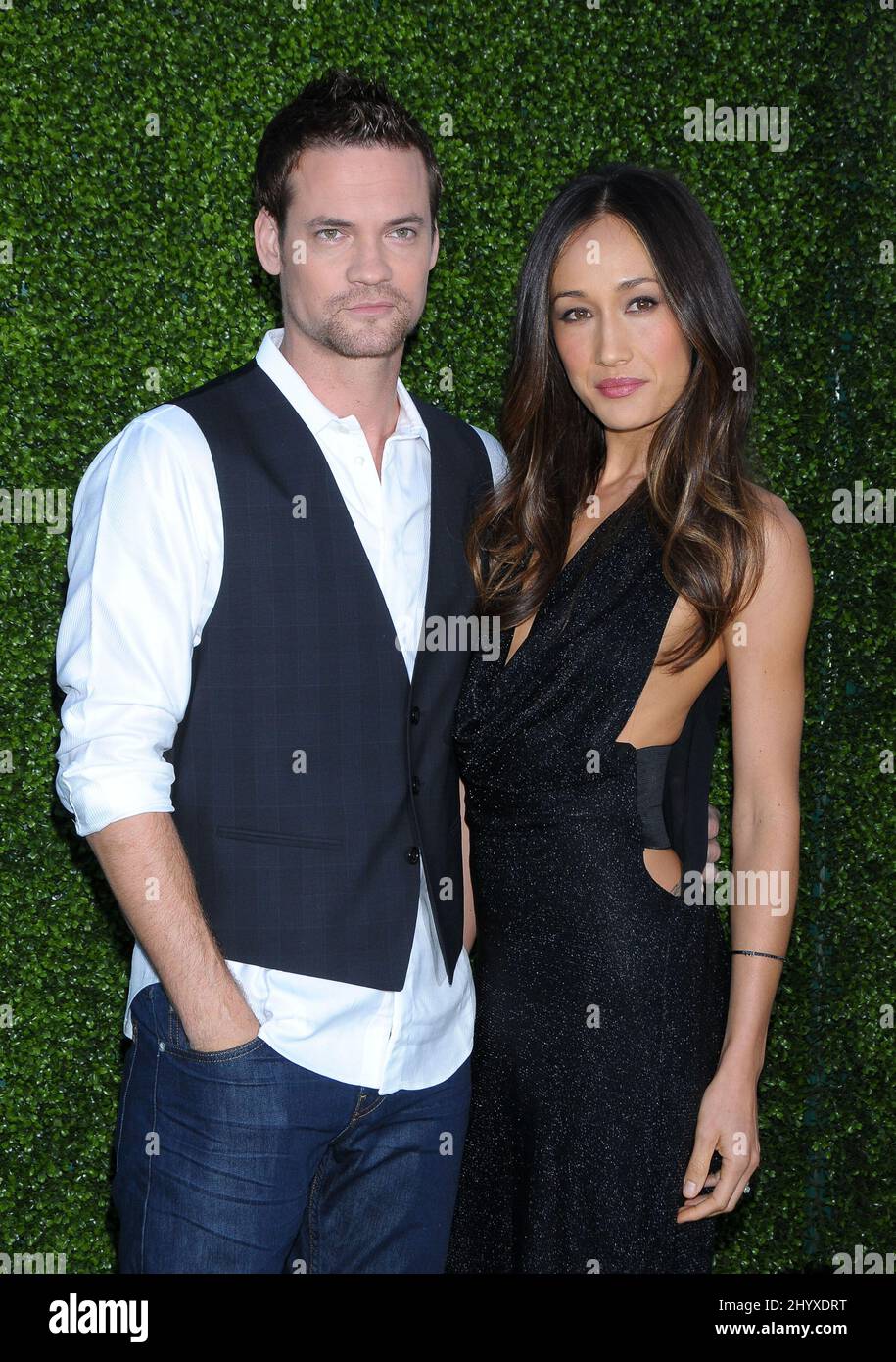 Shane West e Maggie Q al CBS, il CW, Showtime Summer Press Tour Party tenuto al Tent di Los Angeles, USA. Foto Stock