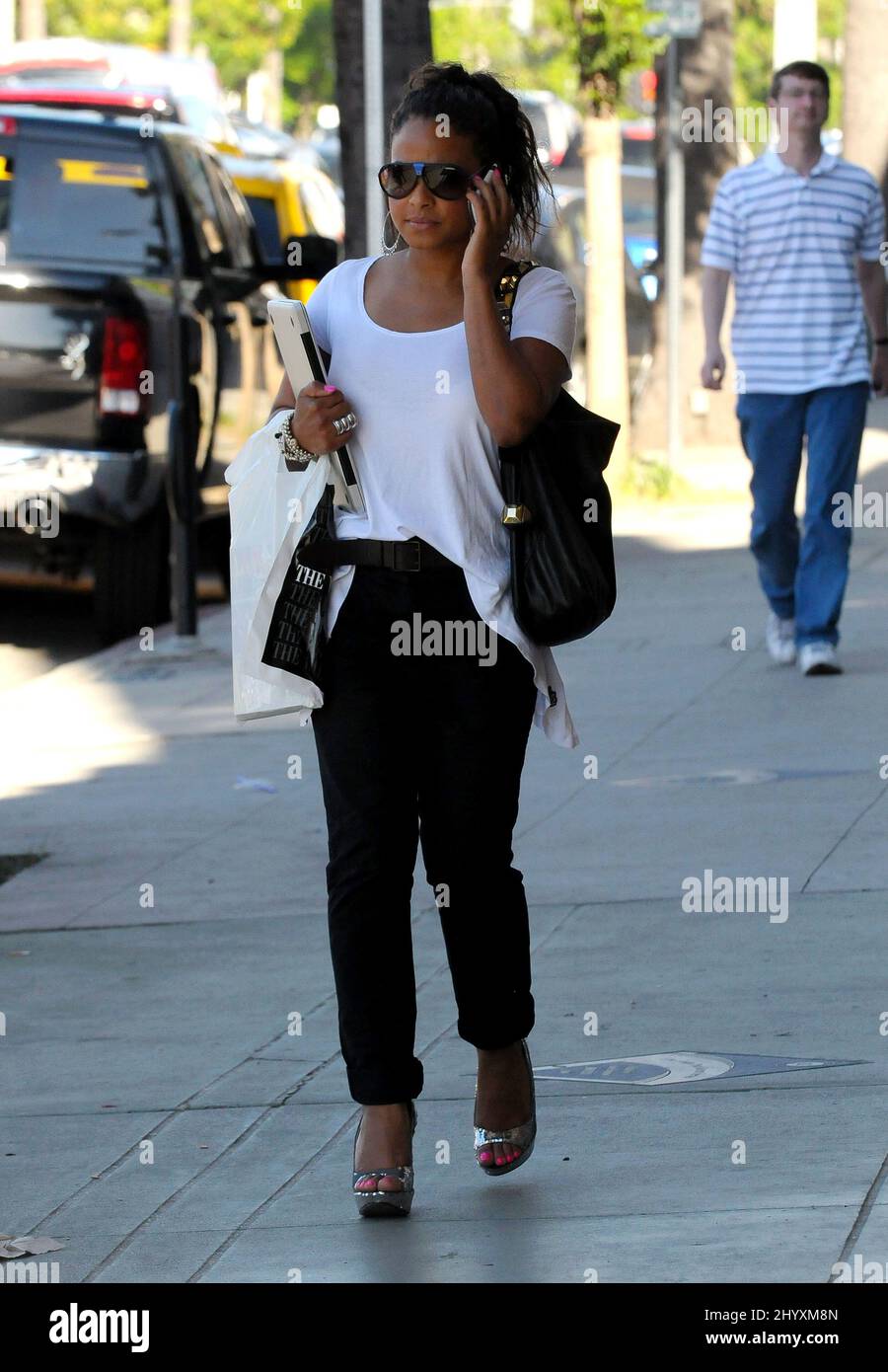 Christina Milian è visto fuori e circa a Studio City in California, Stati Uniti. Foto Stock