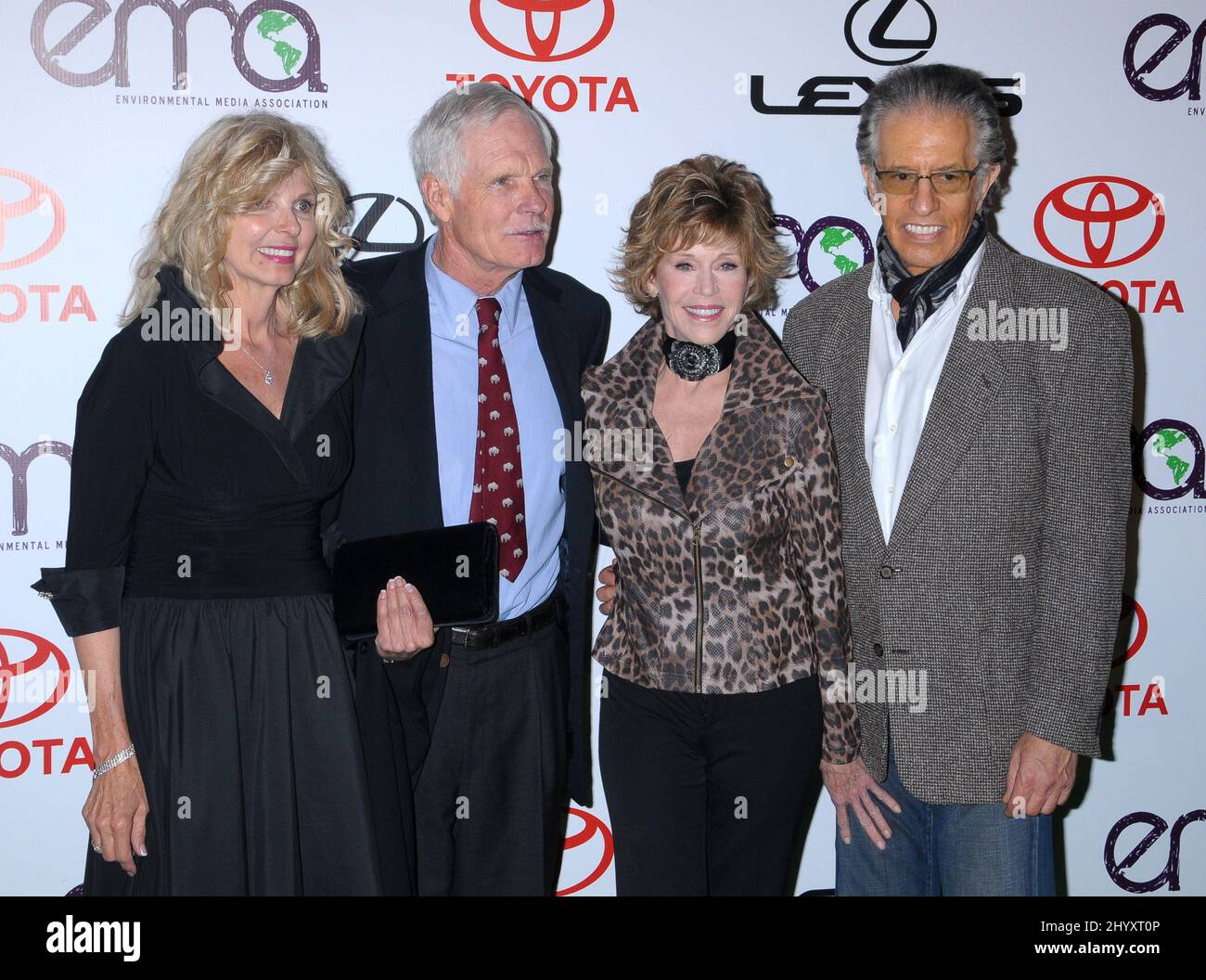 Ted Turner, Jane fonda e Richard Perry durante i premi annuali sui media ambientali 20th che si tengono a Warner Bros, California Foto Stock
