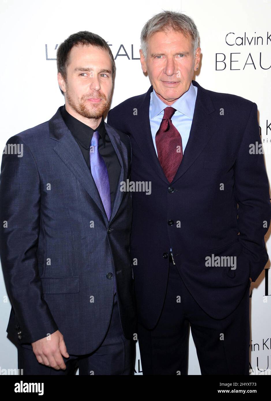 Sam Rockwell e Harrison Ford durante l'annuale femminile di ELLE 17th a Hollywood Tribute tenuto al Four Seasons Hotel, California Foto Stock