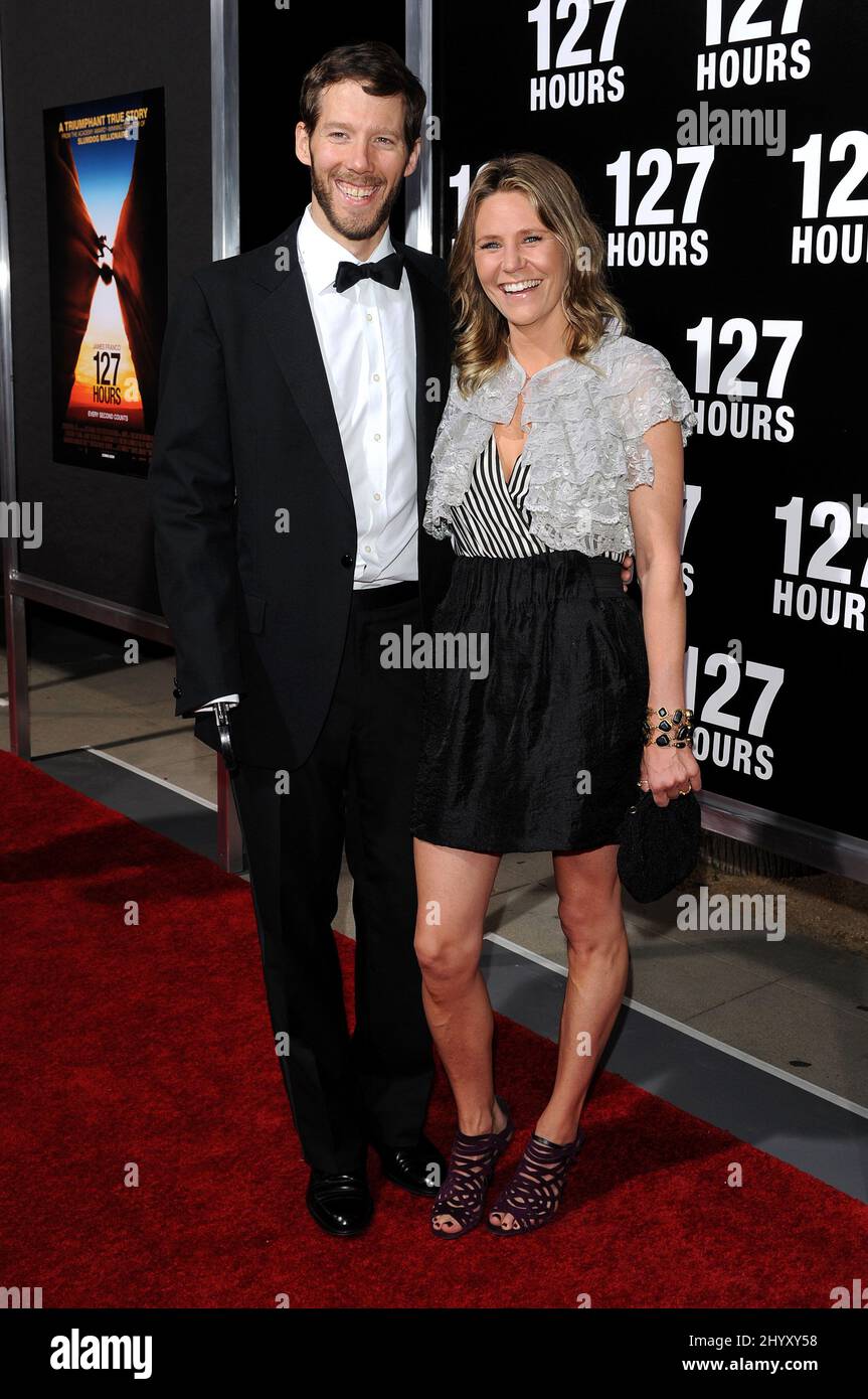 Aron Ralston alla prima delle '127 ore' che si tiene al Teatro Samuel Goldwyn a Los Angeles, USA. Foto Stock