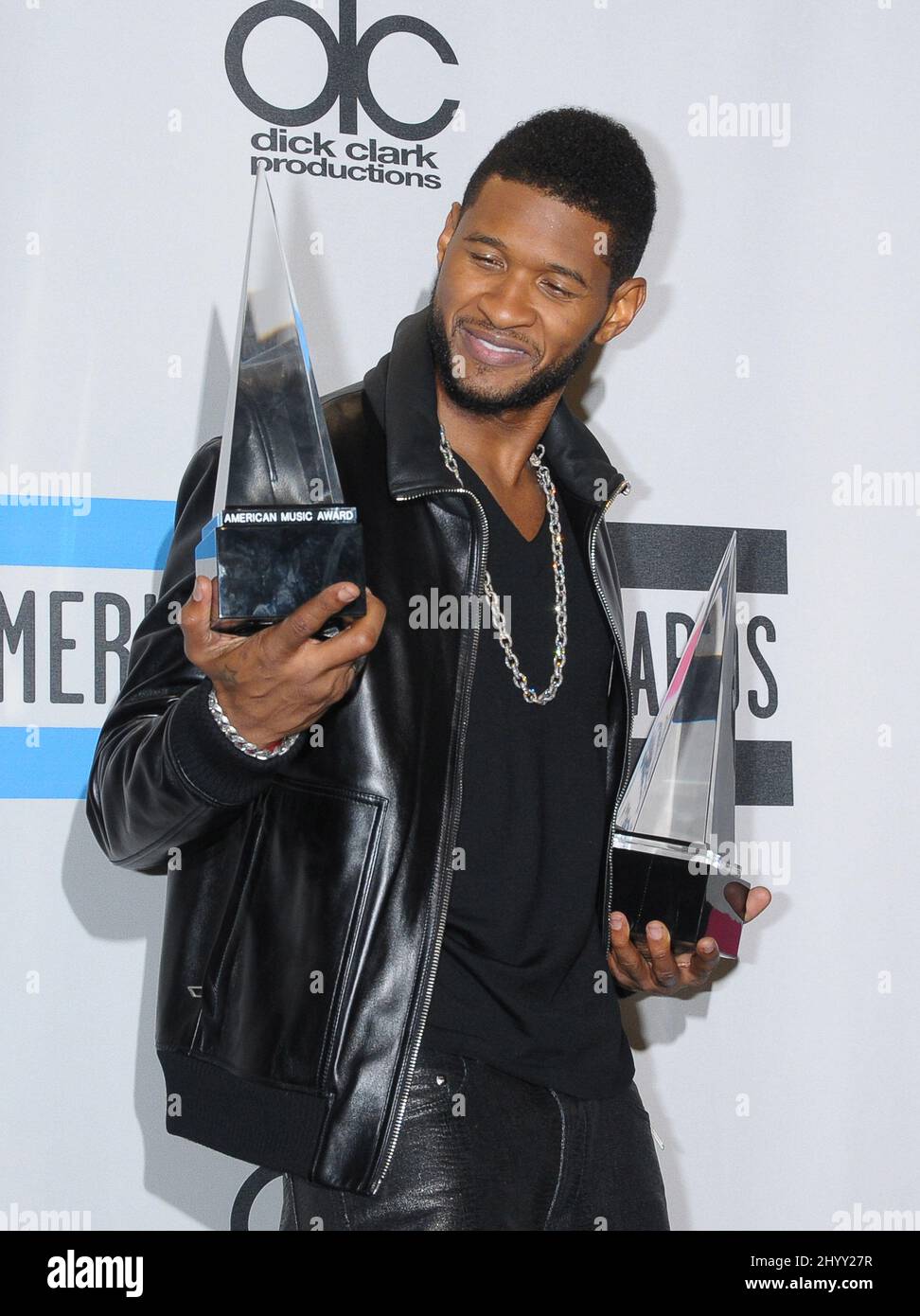 Usciere nella sala stampa al 38th Annual American Music Awards al Nokia Live il 21 novembre 2010 a Los Angeles, California. Foto Stock