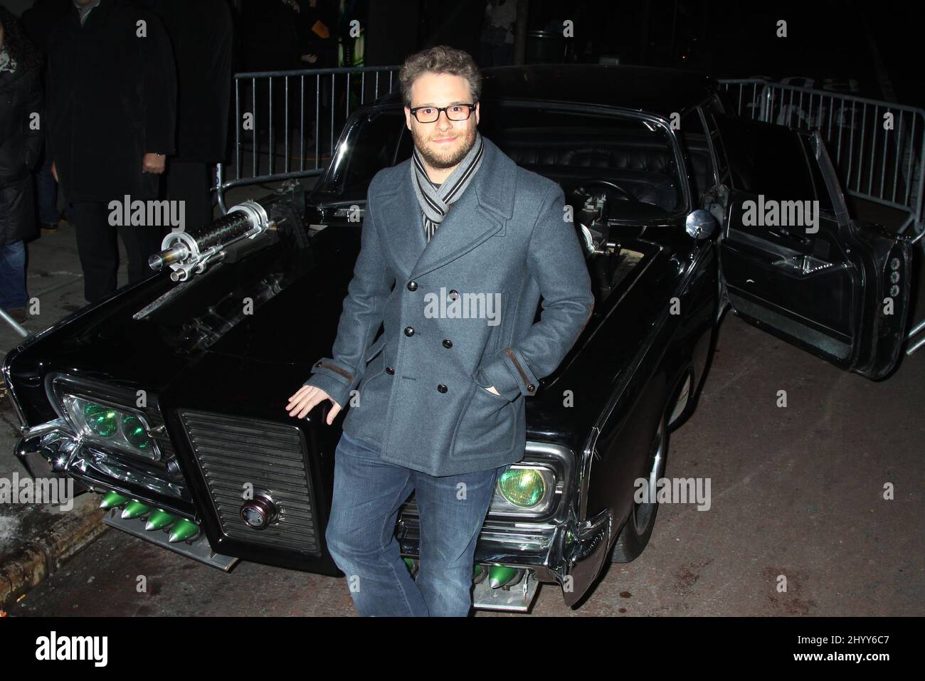 Seth Rogen durante la fotocall 'The Green Hornet' tenuta all'AMC Loews 34th Street Theatre, New York Foto Stock