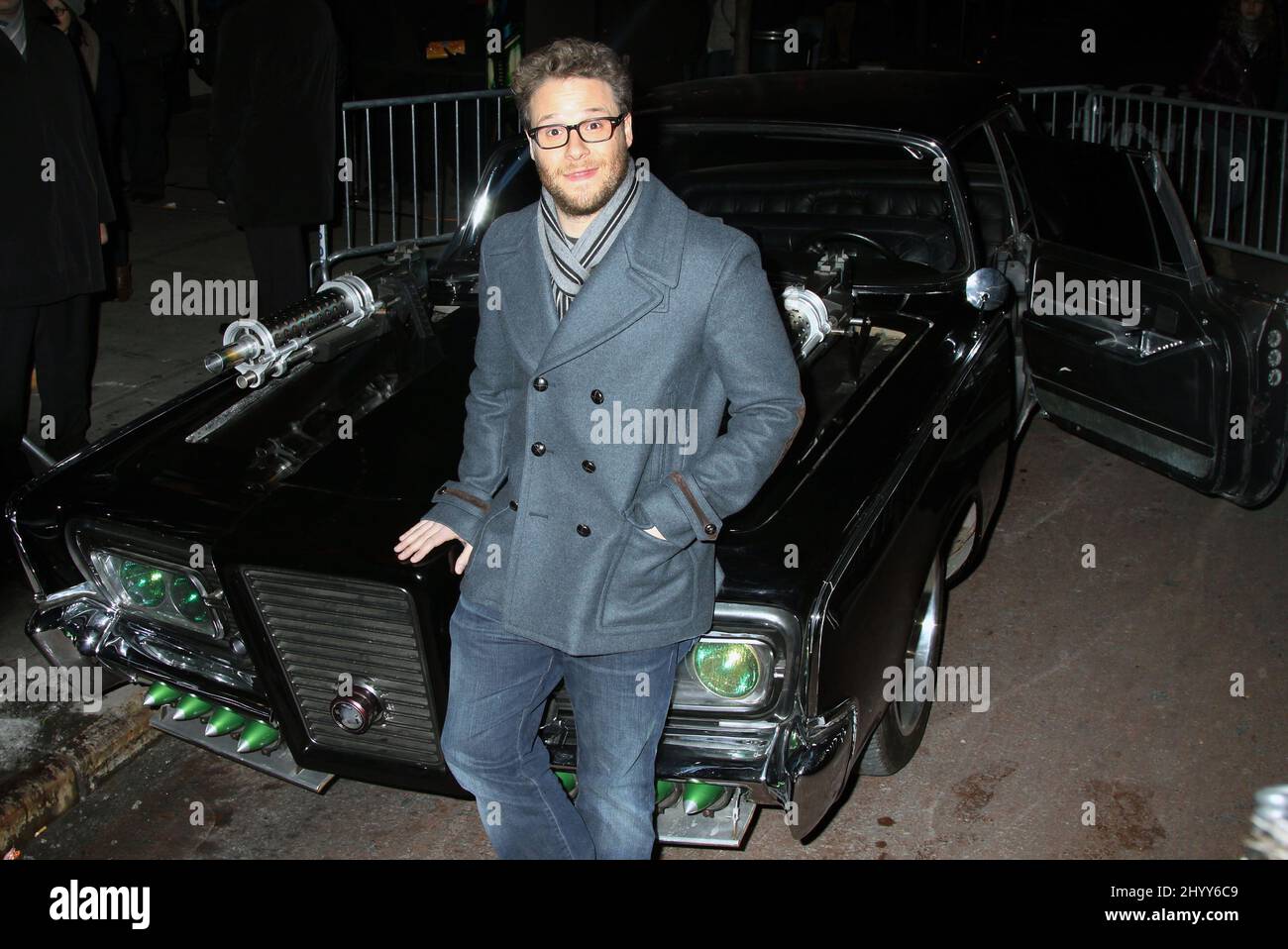 Seth Rogen durante la fotocall 'The Green Hornet' tenuta all'AMC Loews 34th Street Theatre, New York Foto Stock