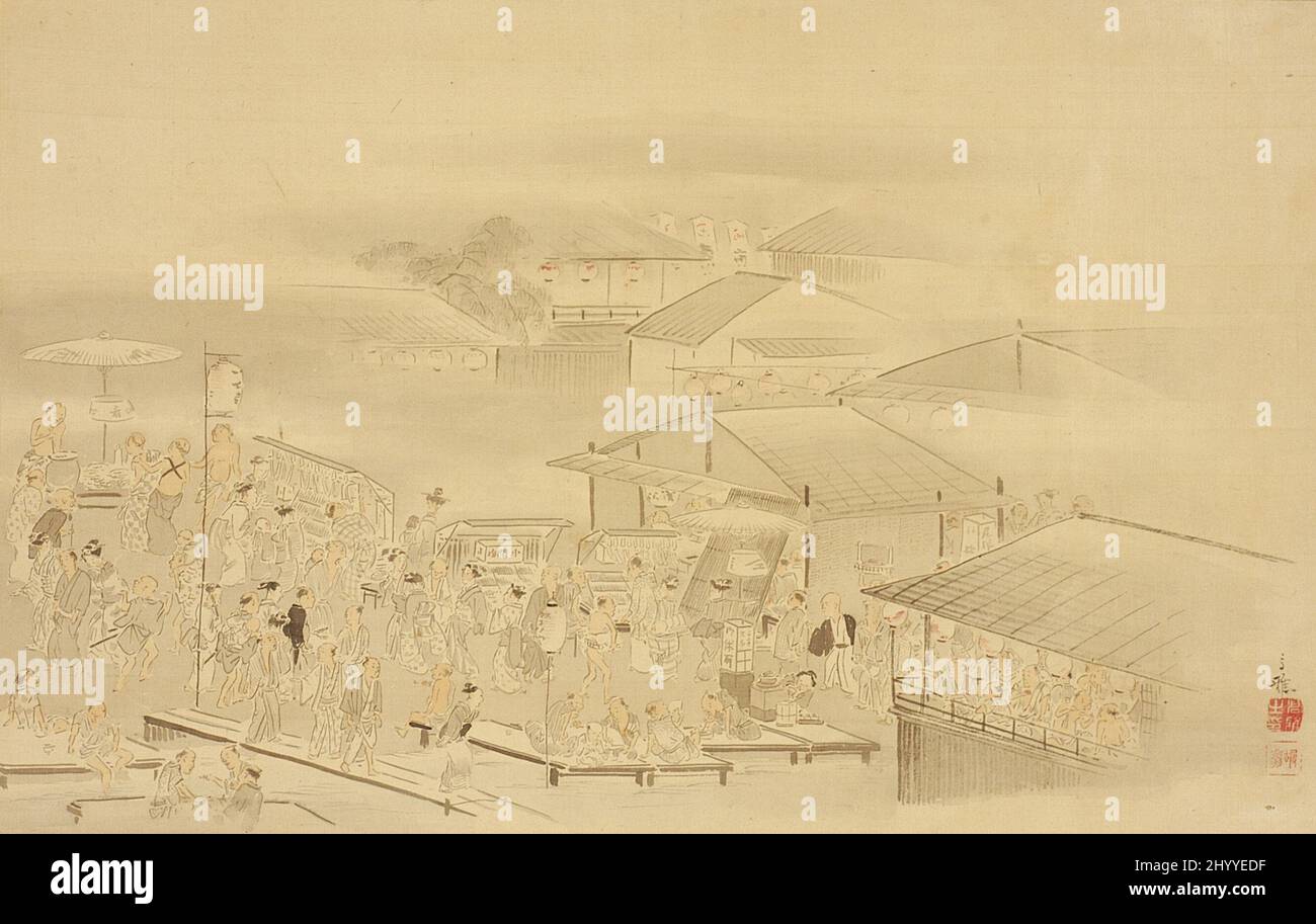 Godetevi la serata Cool by the River. Mori Takamasa (Kōga) (Giappone, 1791-1864). Giappone, metà del 19th secolo. Quadri; scorre. Rotolo sospeso; inchiostro e colore su seta Foto Stock