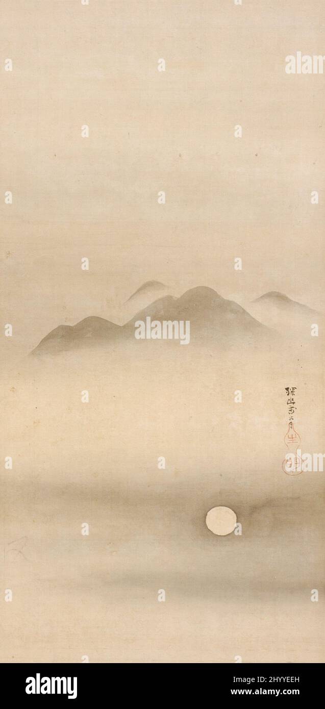 Otto viste delle valli del fiume Xiao e Xiang. Attribuito a Kanō Tan'yū (Giappone, 1602-1674). Giappone, circa 1650. Quadri; scorre. Uno da una serie di otto rotoli appesi; inchiostro su seta Foto Stock