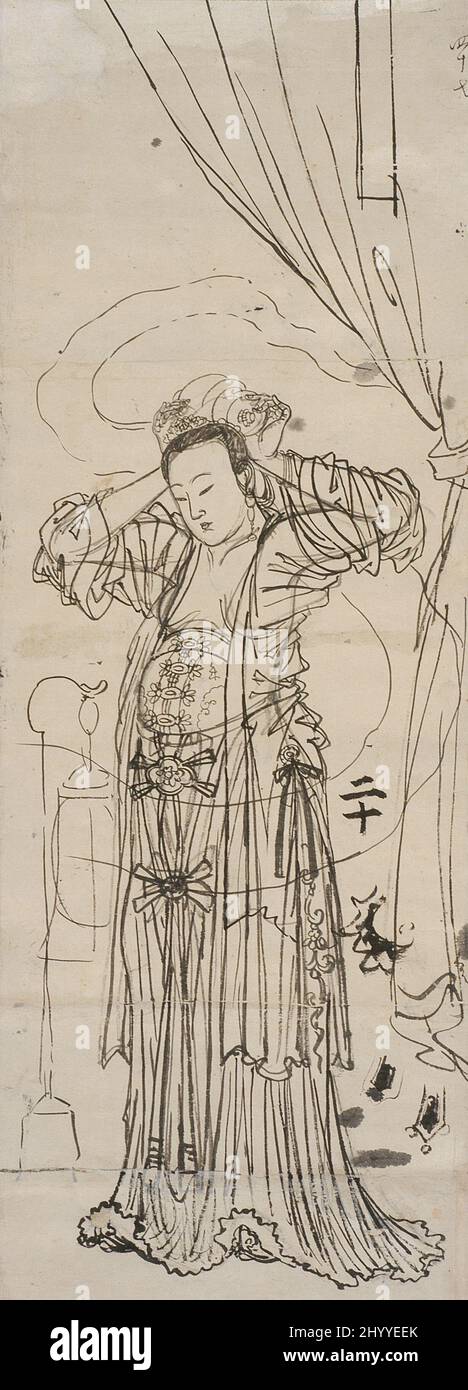 Yang Guifei regolazione dei suoi capelli Foto Stock