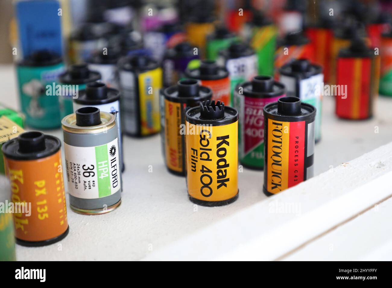 Kodak Gold 400 presso un museo di macchine fotografiche, Vadstena, Svezia. Foto Stock