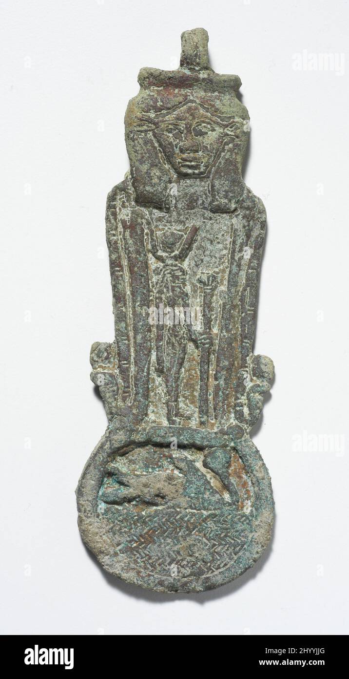 Oggetto cultico Menat raffigurante la dea Hathor. Egitto, probabilmente periodo tolemaico (332 - 30 a.C.). Gioielli e ornamenti. Bronzo Foto Stock
