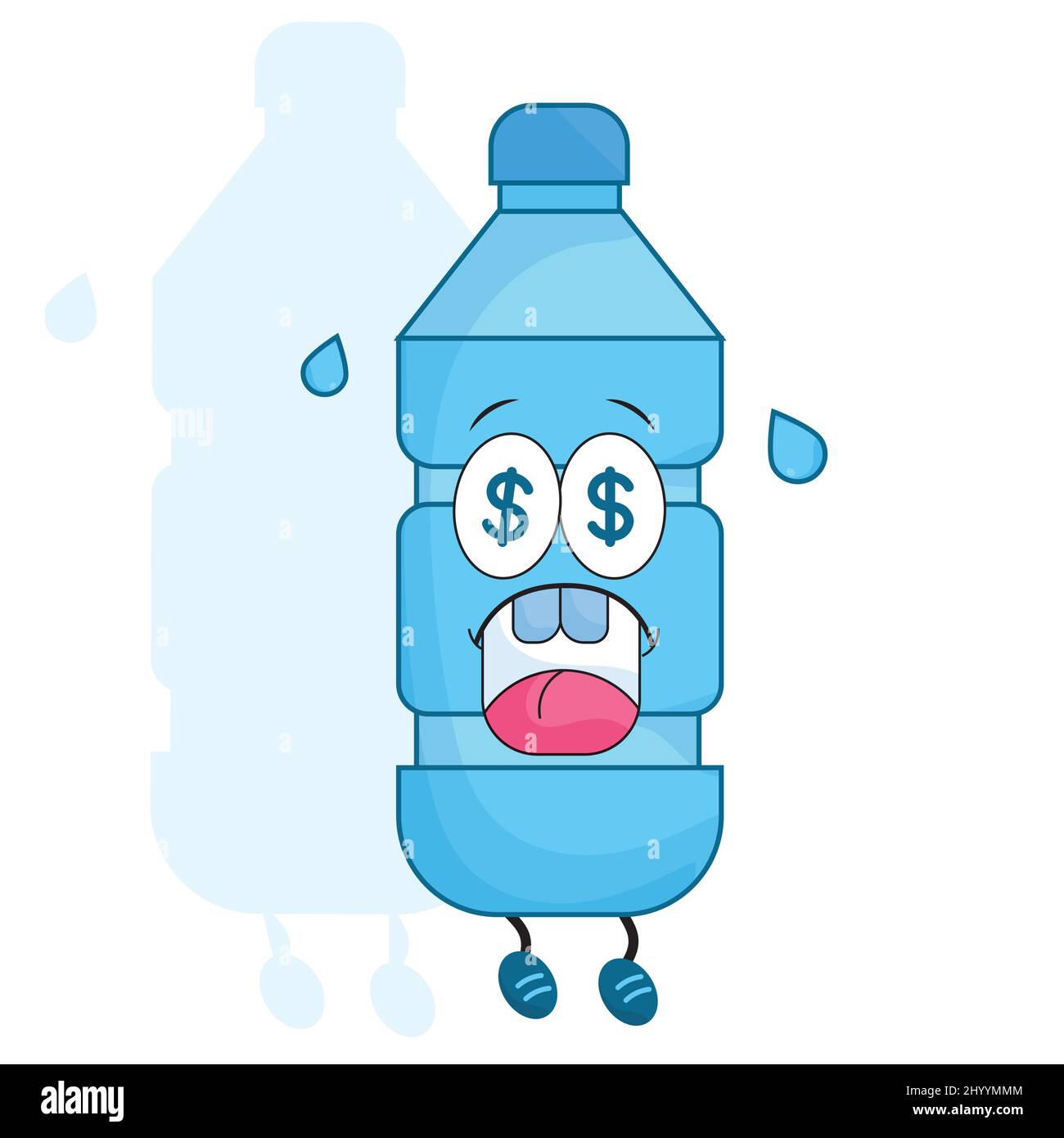Bottiglia isolata preoccupata di cartone animato Vector acqua Immagine e  Vettoriale - Alamy