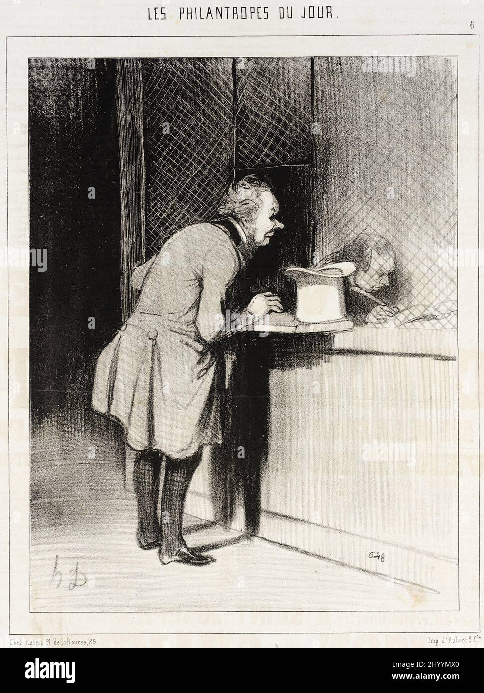 Monsieur, je sourscris pour le tremblement de terre des Batignoles.... Honoré Daumier (Francia, Marsiglia, 1808-1879). Francia, 1844. Stampe; litografie. Litografia Foto Stock