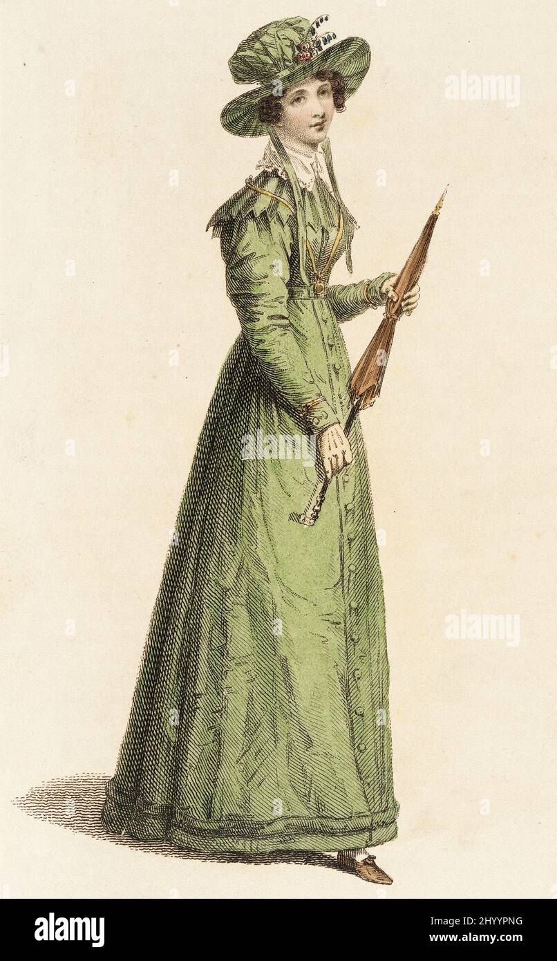 Piastra di moda, ‘abito da sorso’ per ‘il repository delle Arti’. Rudolph Ackermann (Inghilterra, Londra, 1764-1834). Inghilterra, Londra, 1 aprile 1825. Stampe; incisioni. Incisione a mano su carta Foto Stock