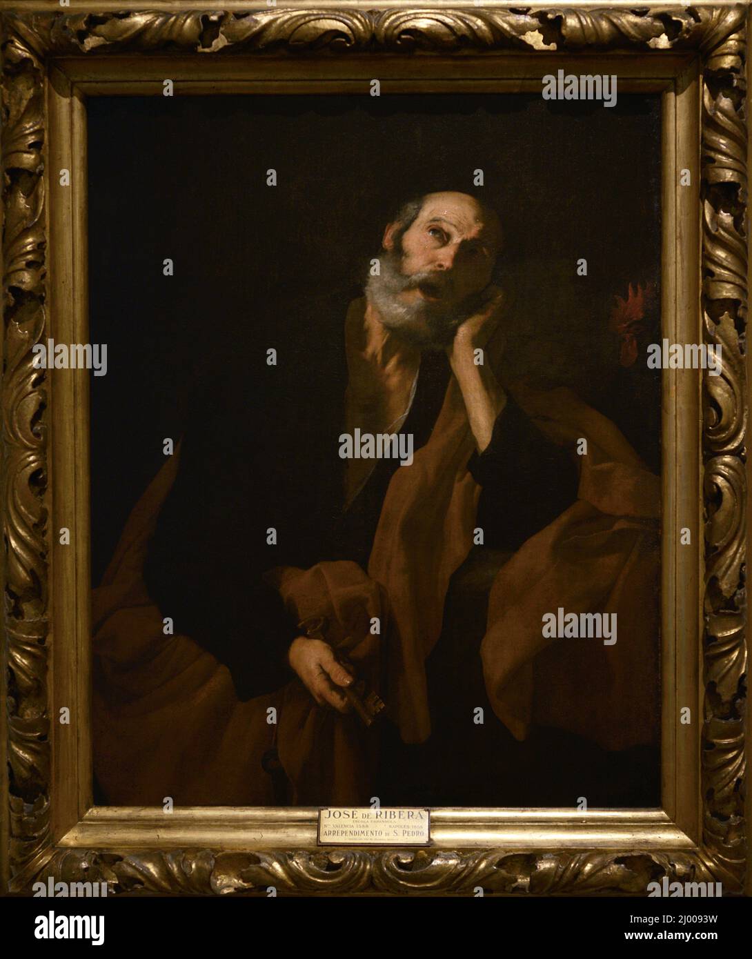 Laboratorio di José de Ribera (1591-1652), pittore spagnolo. 'Il Denial di San Pietro'. Olio su tela, ca. 1640-1650. Museo Nazionale di Arte Antica (MNAA). Lisbona, Portogallo. Foto Stock