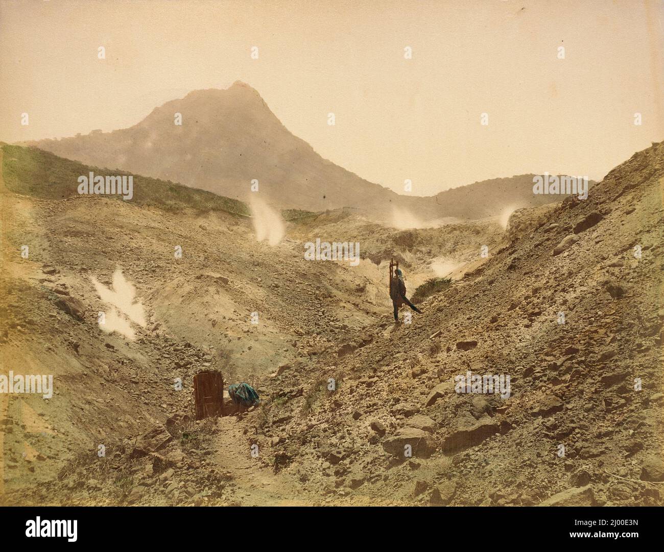 Vista di Ojigoku. 1865. Fotografie. Stampa in argento albume, colorata a mano Foto Stock