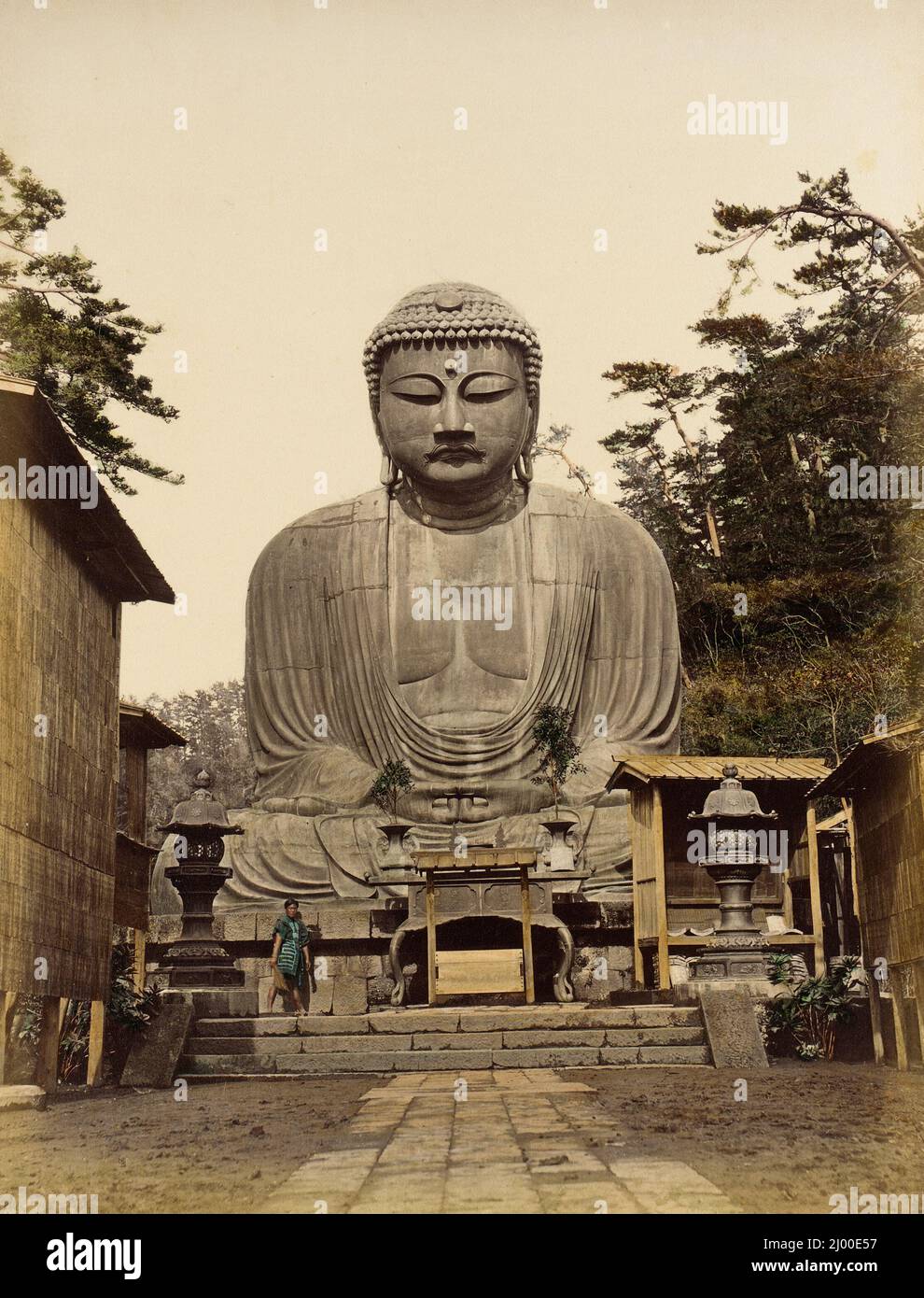 Daibutsu. 1865. Fotografie. Stampa in argento albume, colorata a mano Foto Stock