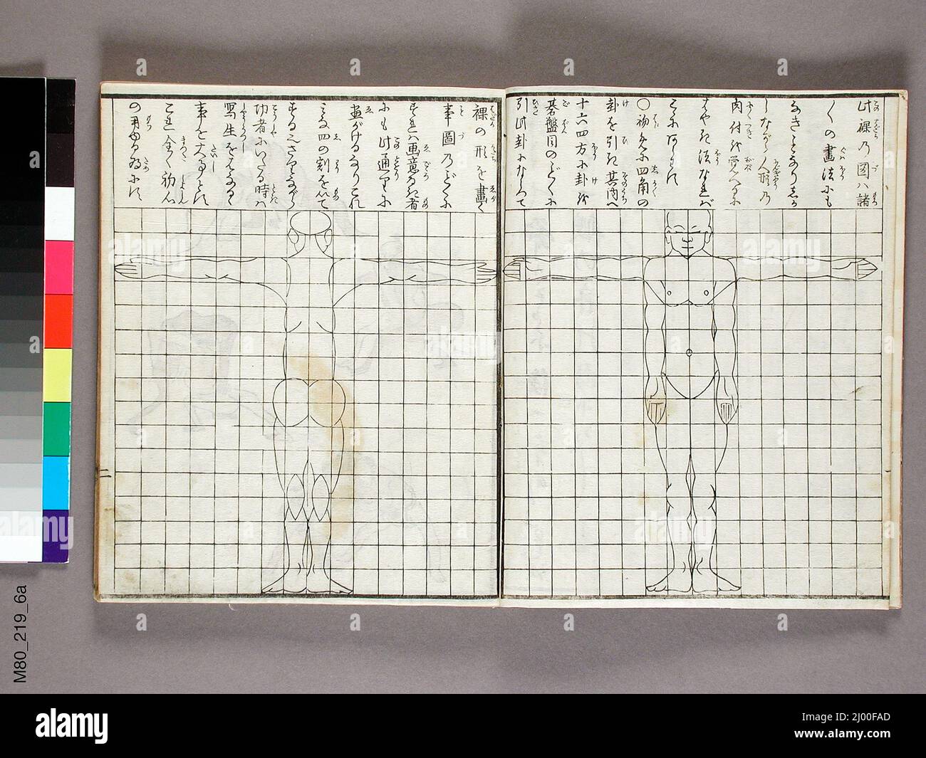 Ammirando lo Spirito e la forma della natura. Kuwagata Keisai (Giappone, 1764-1824). Giappone, 1795. Libri. Libro da stampa in woodblock; inchiostro e colori su carta, copertina in seta Foto Stock