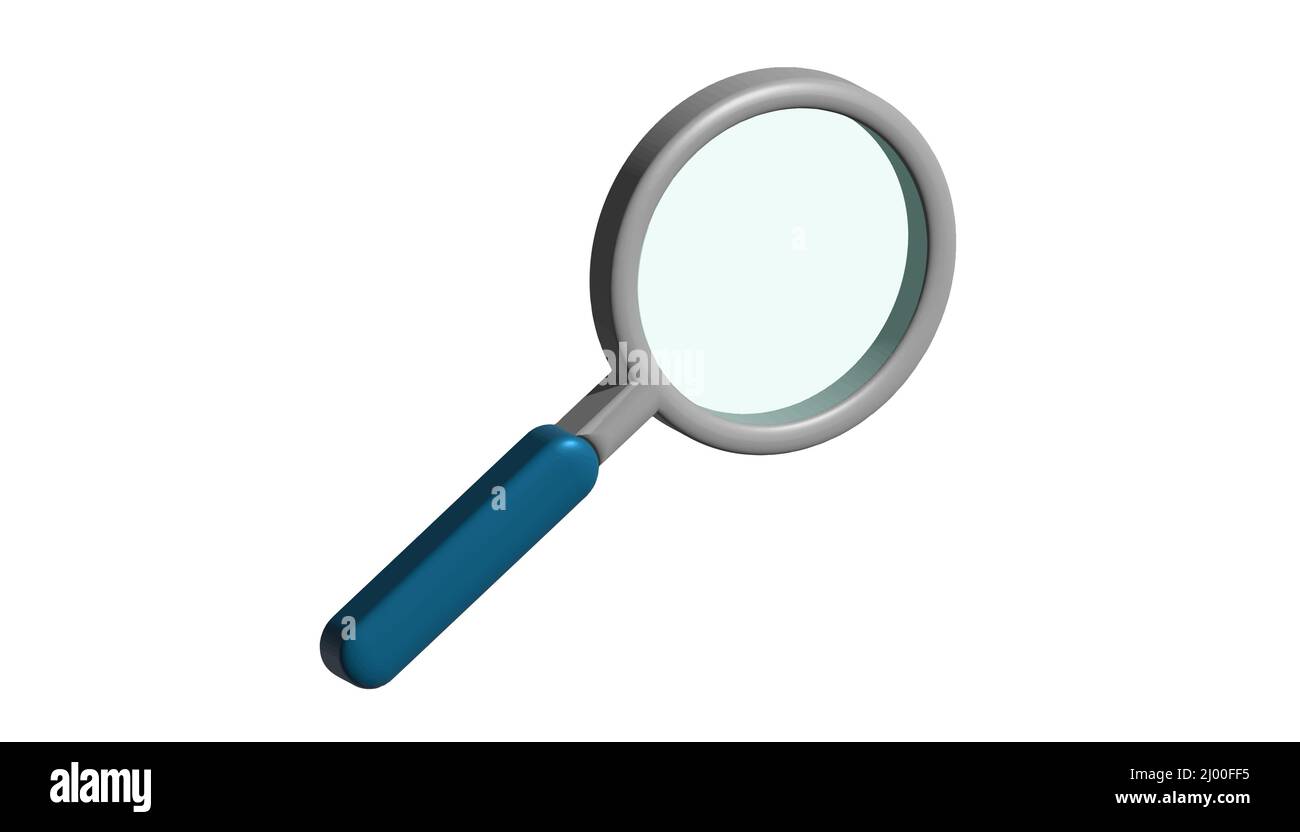 Lente di ingrandimento, icona di ricerca simbolo illustrazione. 3d rendering. Icona di ricerca. Illustrazione Vettoriale