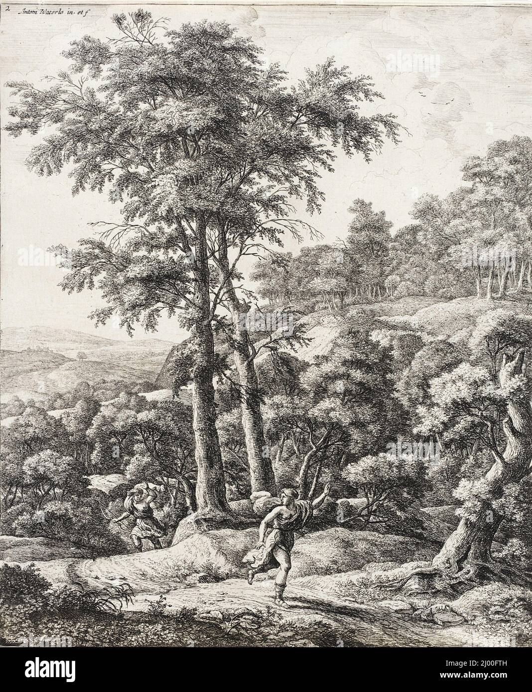 Apollo e Daphne. Antoni Waterlo (Fiandre, Lille, Olanda attiva, 1609-1690). Fiandre, circa 1650-1660. Stampe; incisioni. Incisione e incisione Foto Stock