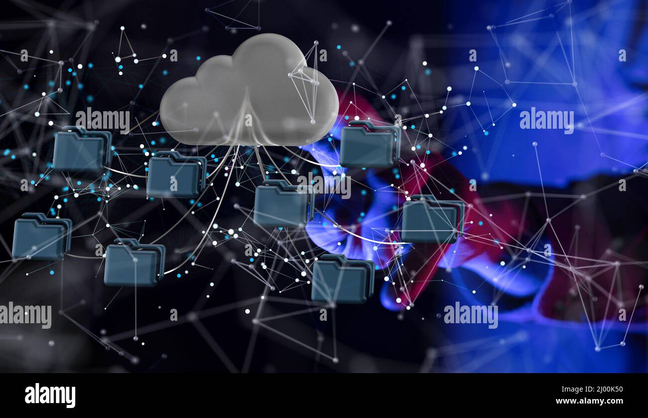 3D illustrazione dell'analisi attuabile che connette le persone su Internet Foto Stock