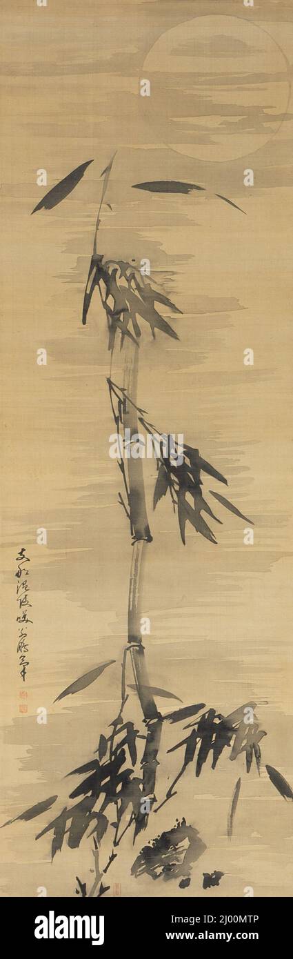 Bambù al chiaro di luna. Obaku Taihō (Giappone, 1691-1774). Giappone, 18th secolo. Quadri; scorre. Rotolo sospeso; inchiostro su seta Foto Stock