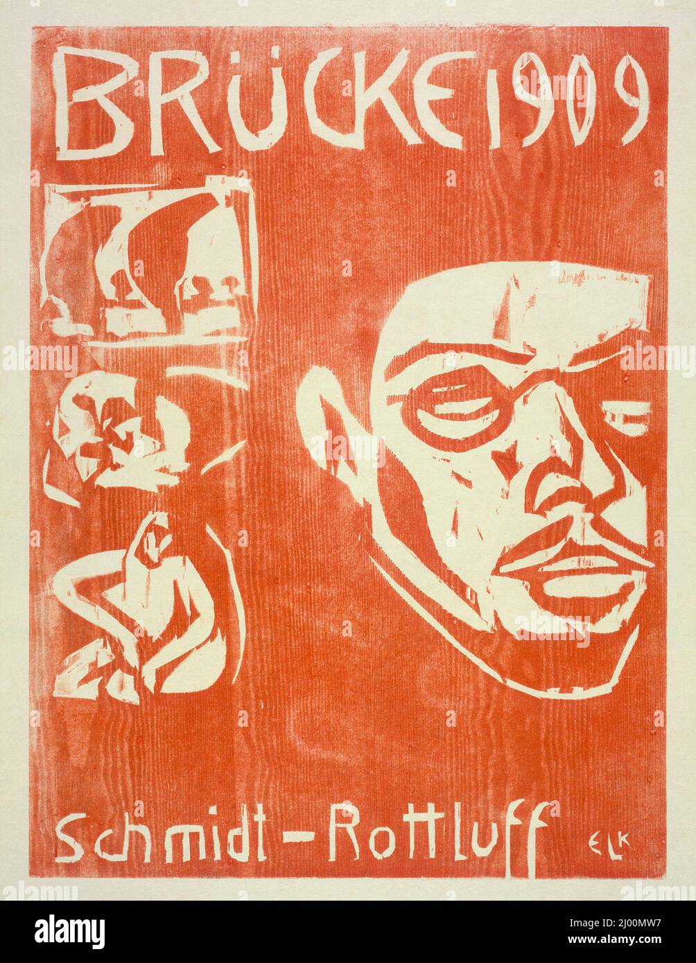 Die Brücke IV (1909). Ernst Ludwig Kirchner (Germania, 1880-1938)Karl Schmidt-Rottluff (Germania, 1884-1976). Germania, 1909. Stampe; portafogli. Un taglio di legno, due litografie e un attacco su carta di vaiolatura Foto Stock