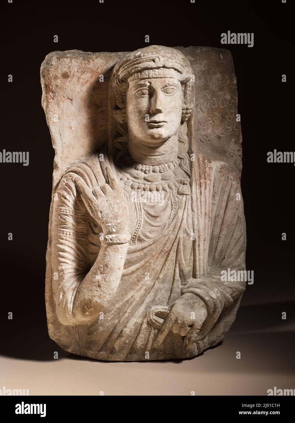 Busto funerario da Palmyra. Siria, Palmyra, 3rd secolo. Scultura. Calcare Foto Stock