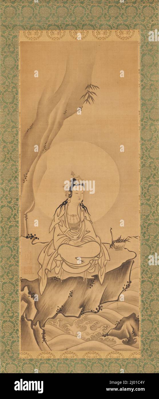 Kannon Bosatsu (Bodhisattva Avalokitesvara). Principessa Rinkyuji Teruko (Giapponese, 1634 - 1727). Fine 17th-inizio 18th secolo. Quadri; scorre. Rotolo sospeso; inchiostro su seta Foto Stock